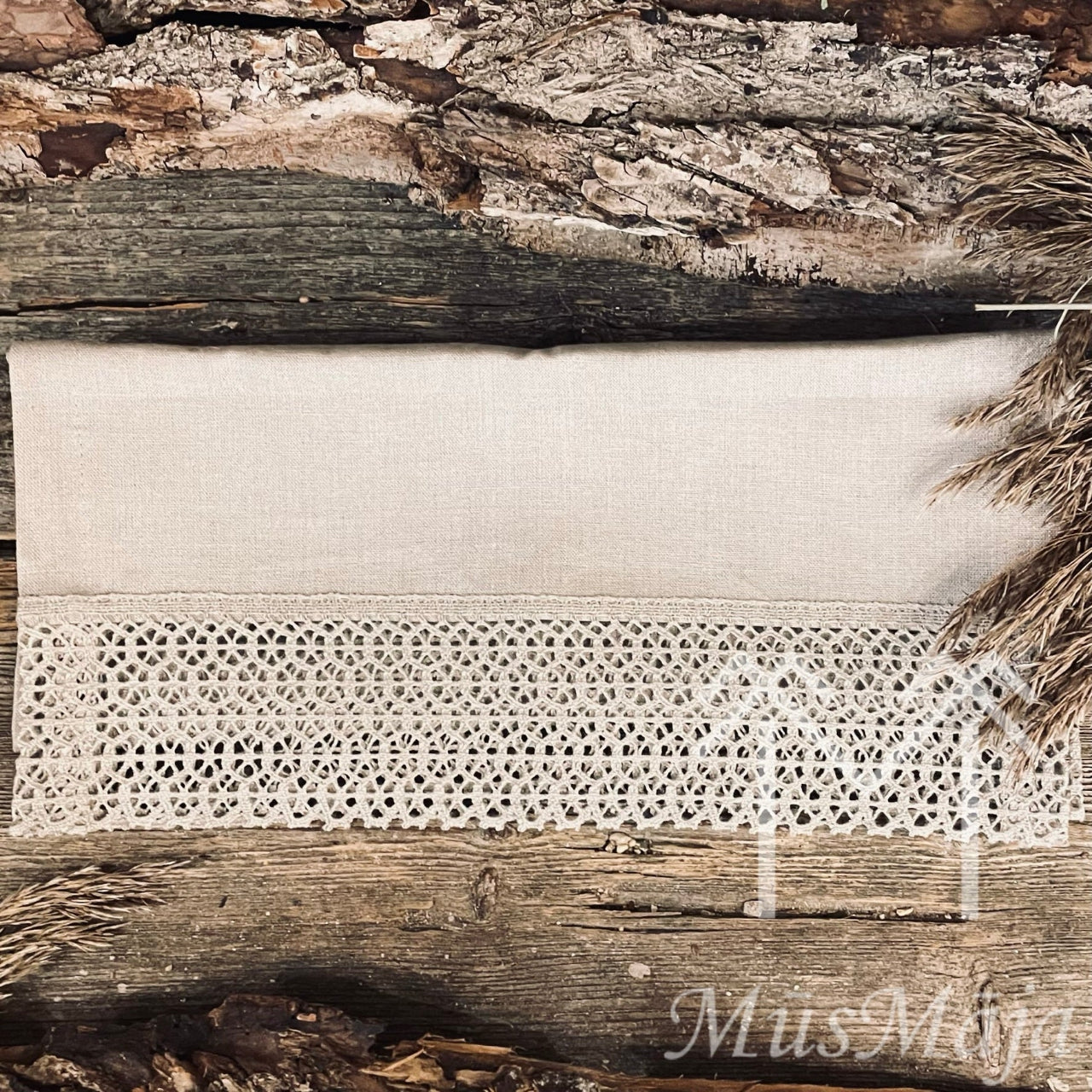 Lina galda celiņš "NATURAL" ar šūnas mežģīni, nemīkstināts