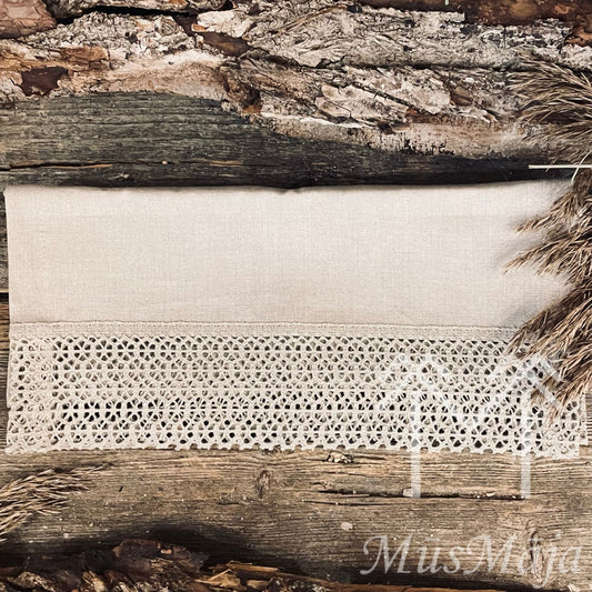 Lina galda celiņš "NATURAL" ar šūnas mežģīni, nemīkstināts