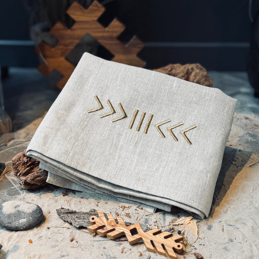 Izšūts bieza lina VANNAS/PIRTS dvielis LAIMAS SLOTIŅA