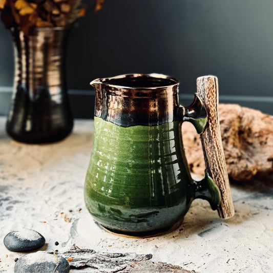 Keramikas krūkas BRONZA ar brieža ragu