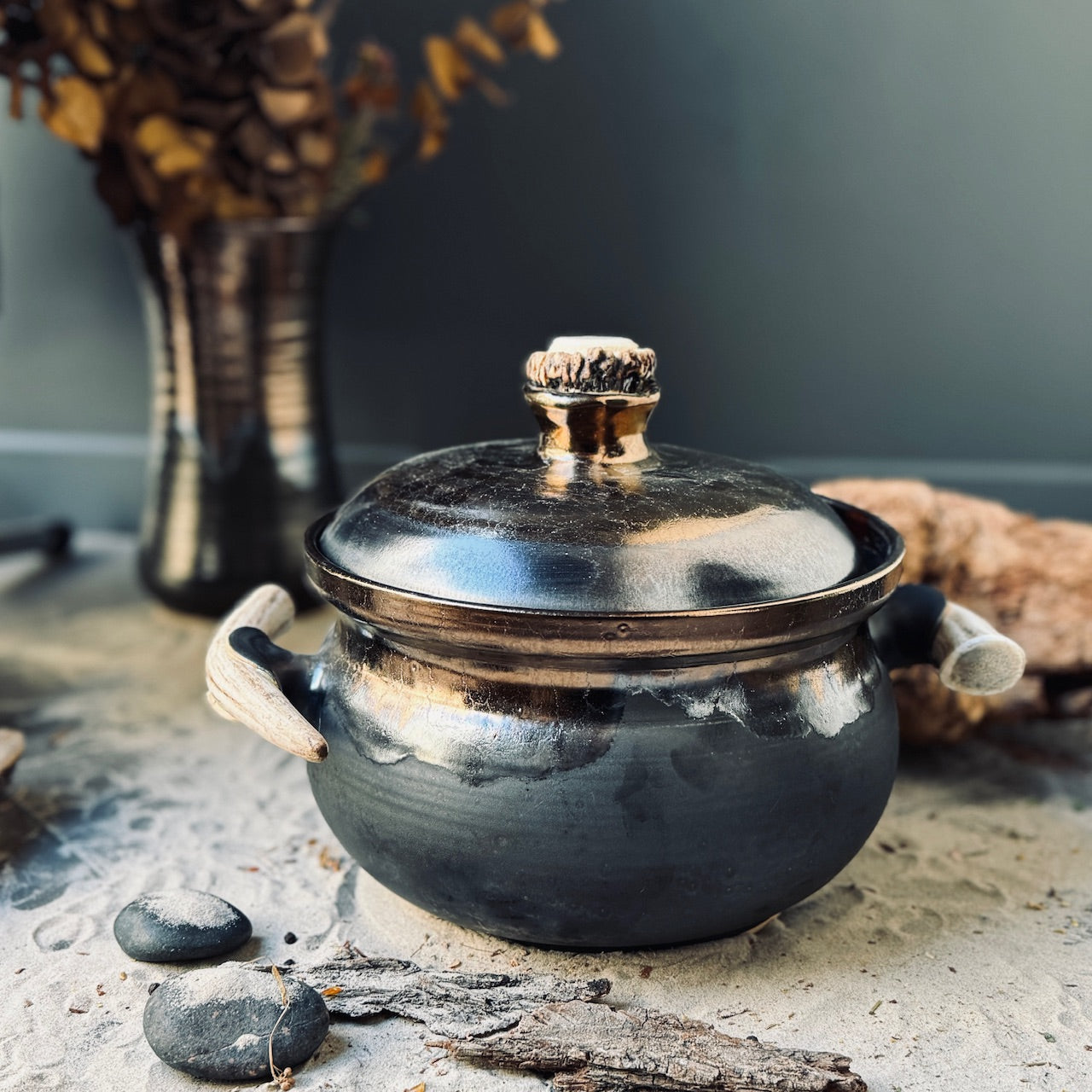 Keramikas bļodas BRONZA ar brieža ragu