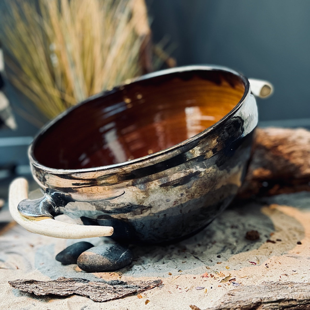 Keramikas bļodas BRONZA ar brieža ragu
