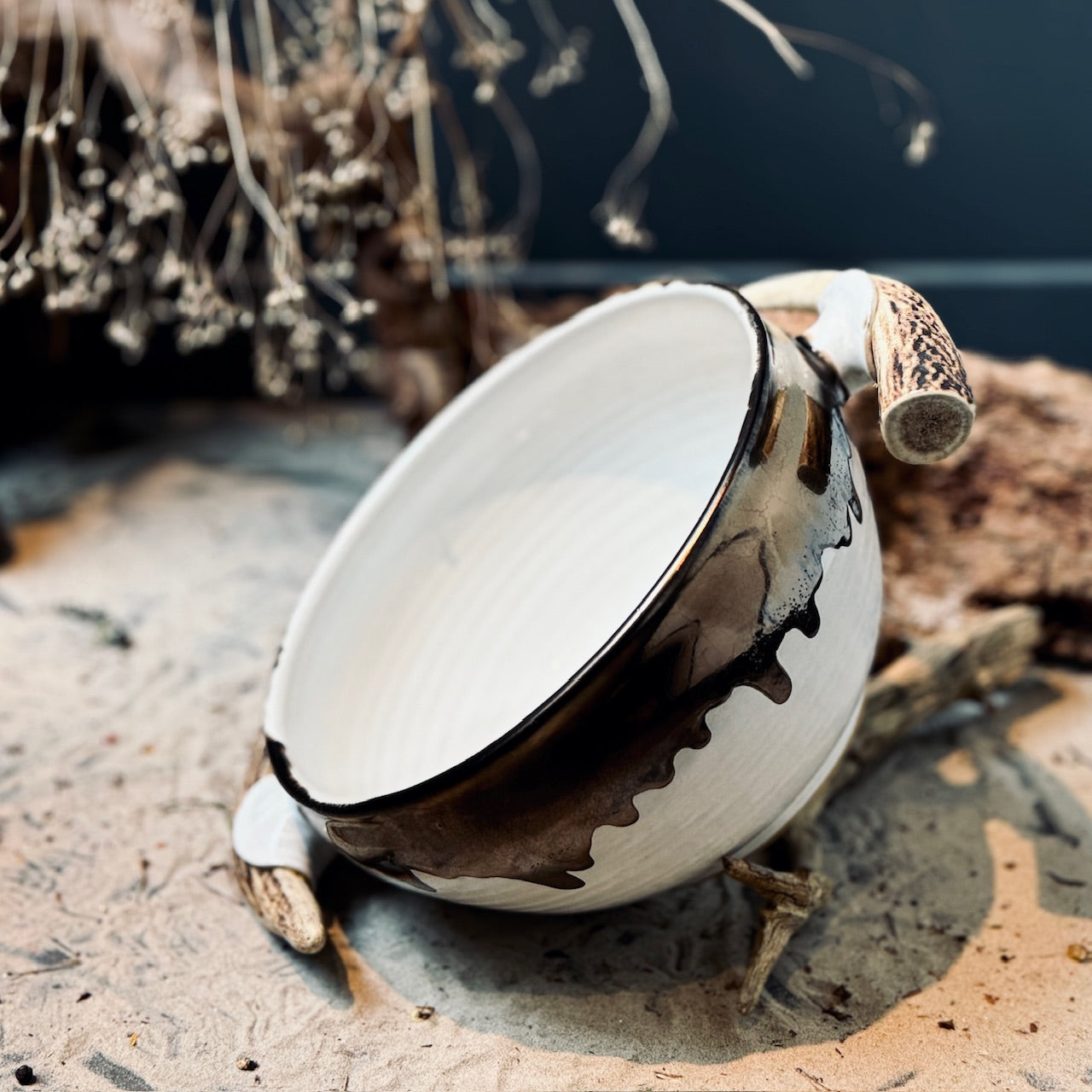 Keramikas bļodas BRONZA ar brieža ragu