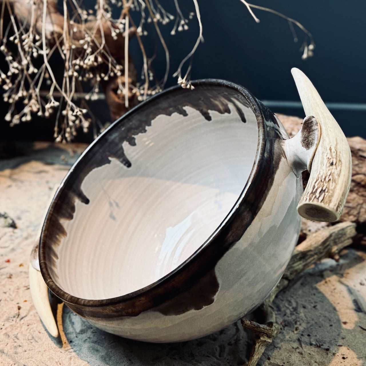 Keramikas bļodas BRONZA ar brieža ragu