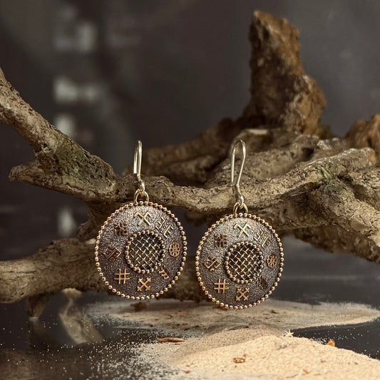 Oksidētas bronzas auskari SAULES RITĒJUMS