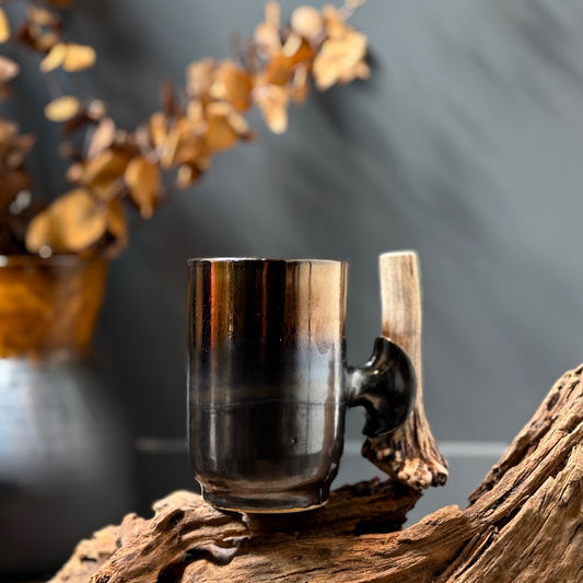 Keramikas krūzes BRONZA ar brieža ragu