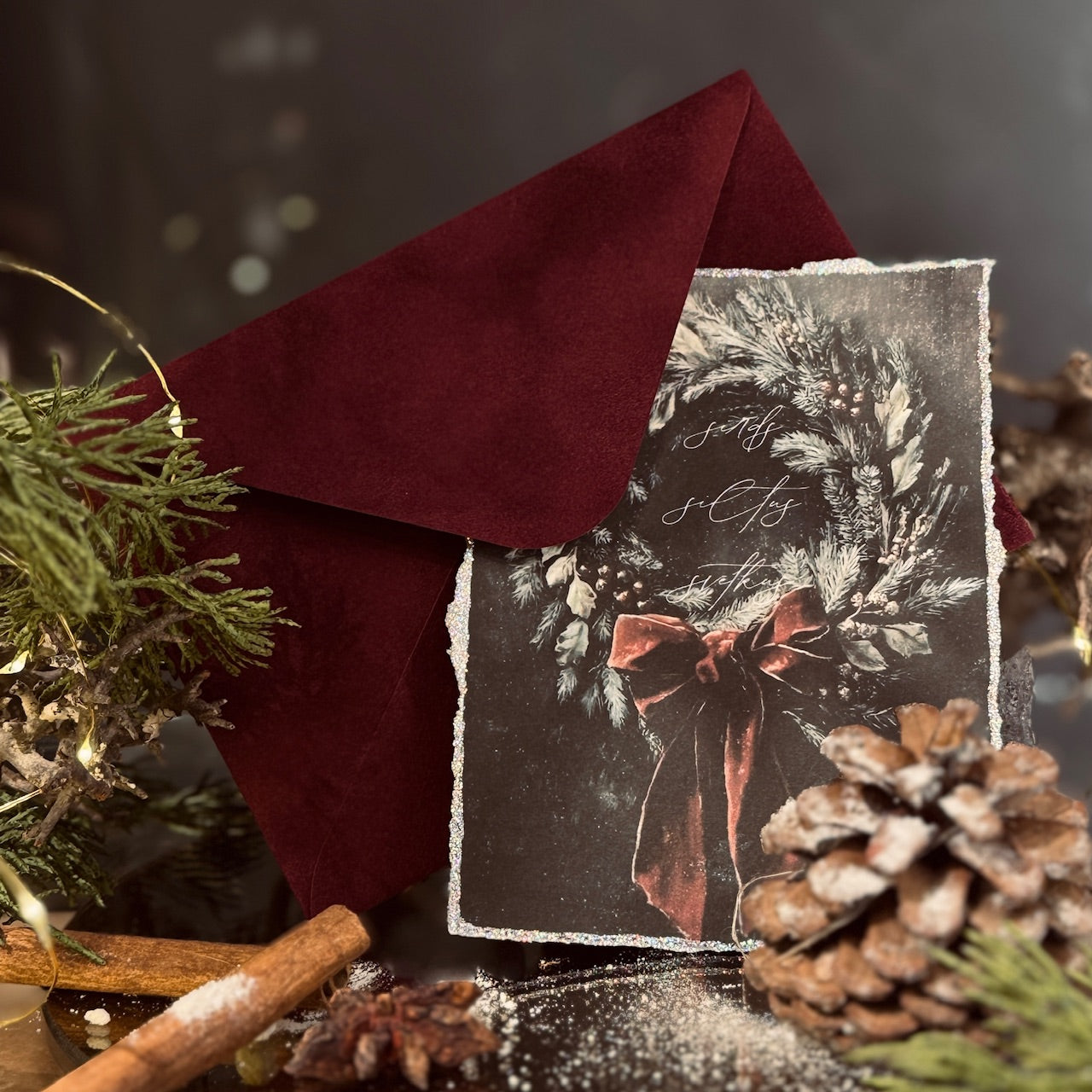 Retro Ziemassvētku kartīte ar SAMTA aploksni