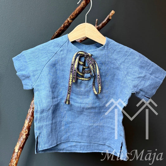 Mīkstināts lina krekliņš bērniem ZILĀ PASAKA