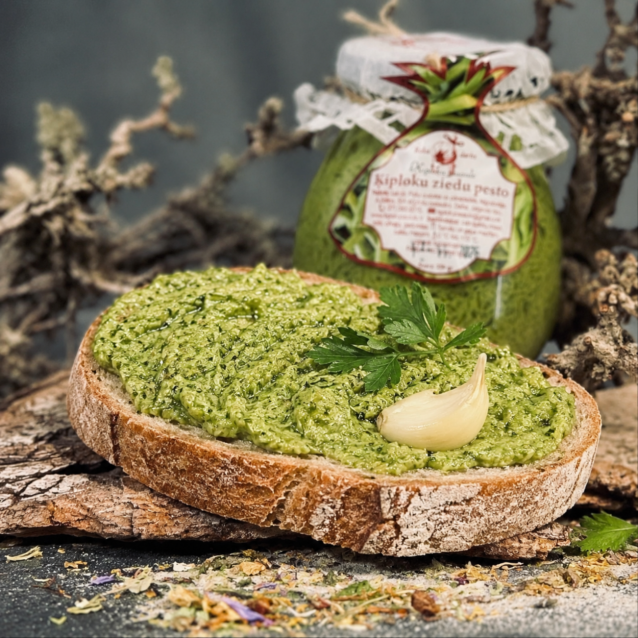 Ķiploku ziedu PESTO