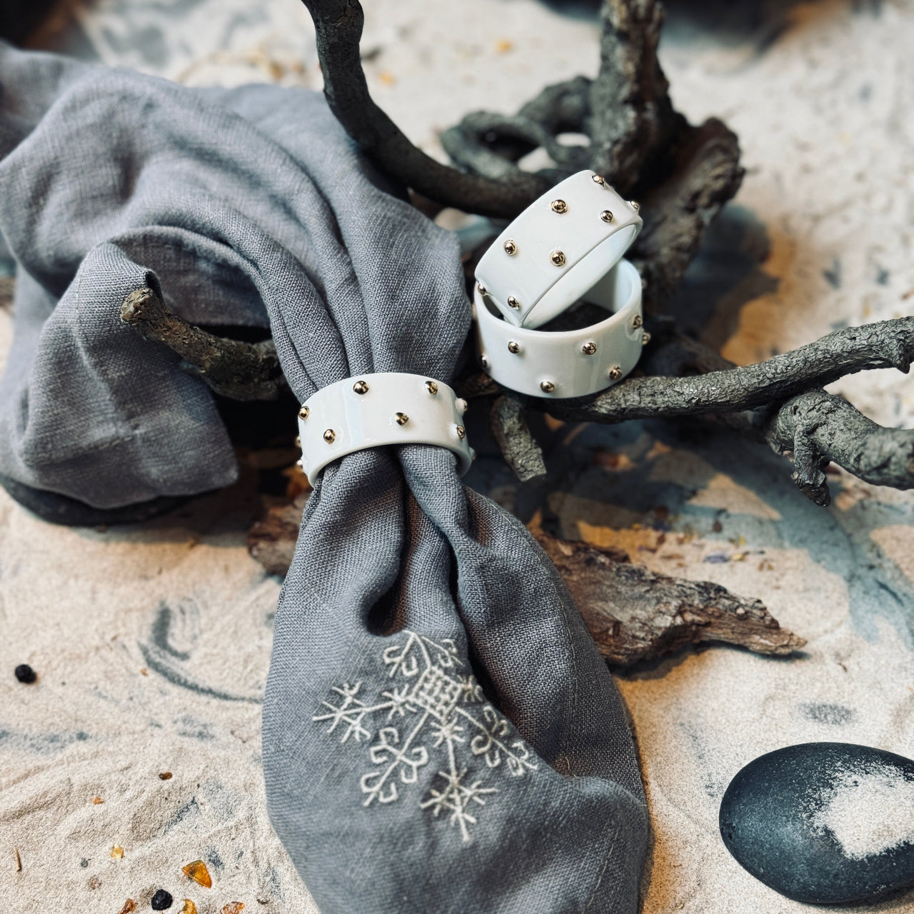 Porcelāna galda salvešu gredzeni ZELTA PUMPIŅA