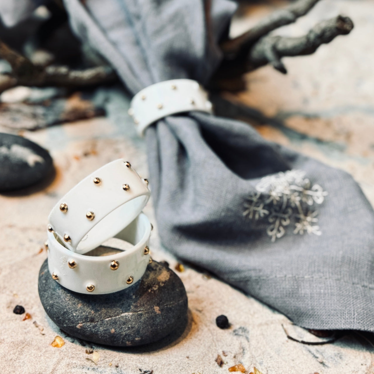 Porcelāna galda salvešu gredzeni ZELTA PUMPIŅA