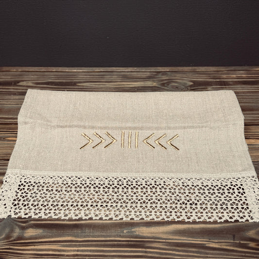 Lina galda celiņš "NATURAL" ar šūnas mežģīni