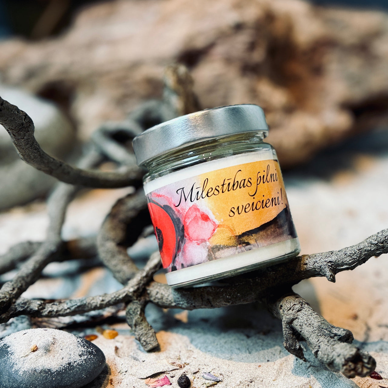 Palmu vaska sveces SVĒTKI burciņās