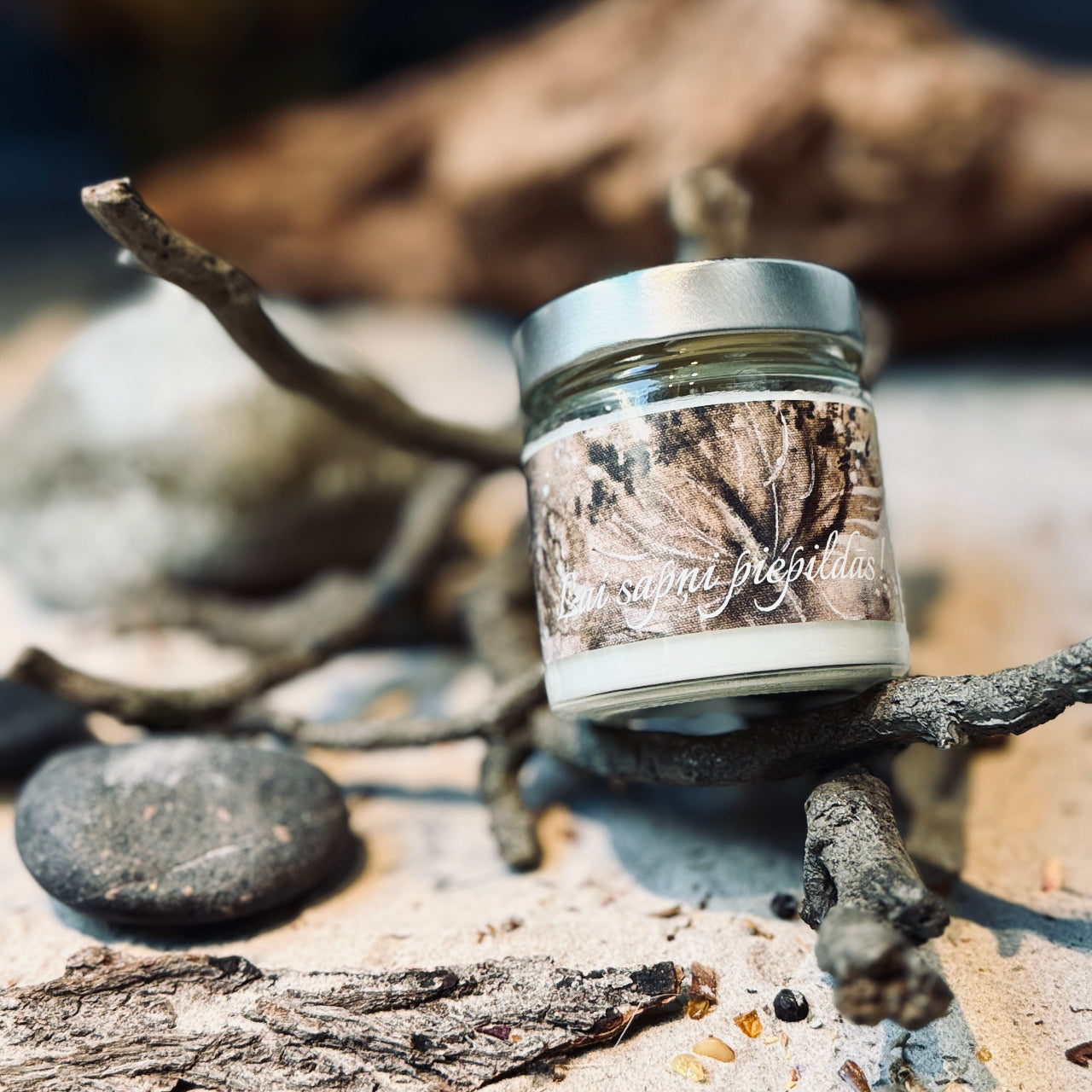 Palmu vaska sveces SVĒTKI burciņās