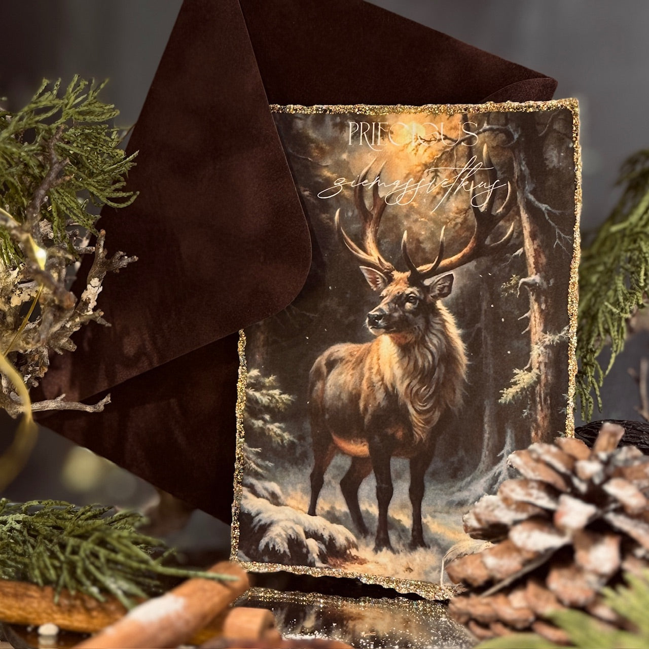 Retro Ziemassvētku kartīte ar SAMTA aploksni