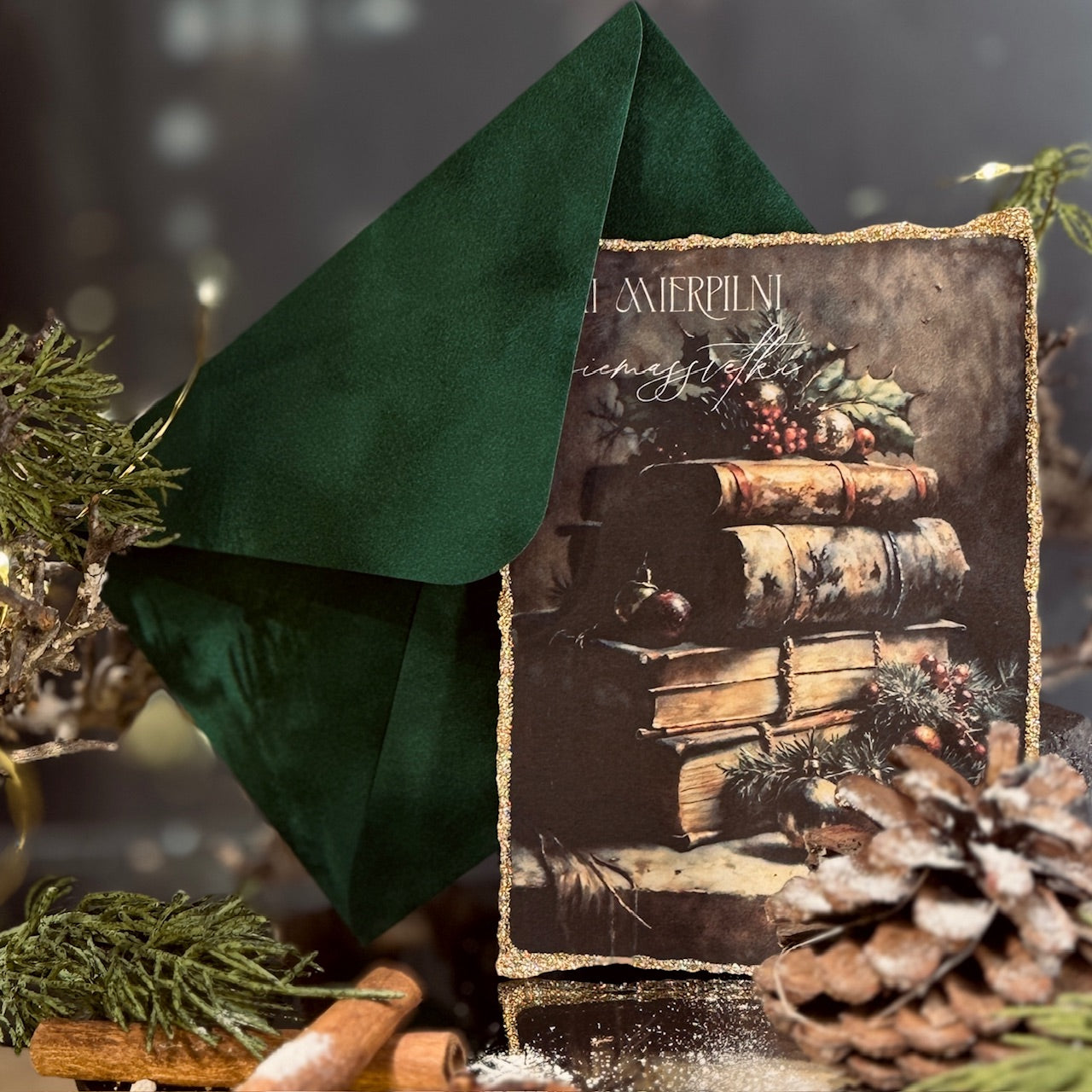 Retro Ziemassvētku kartīte ar SAMTA aploksni