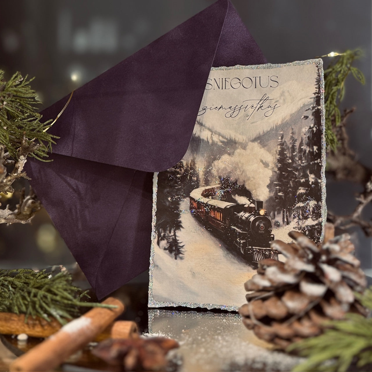 Retro Ziemassvētku kartīte ar SAMTA aploksni