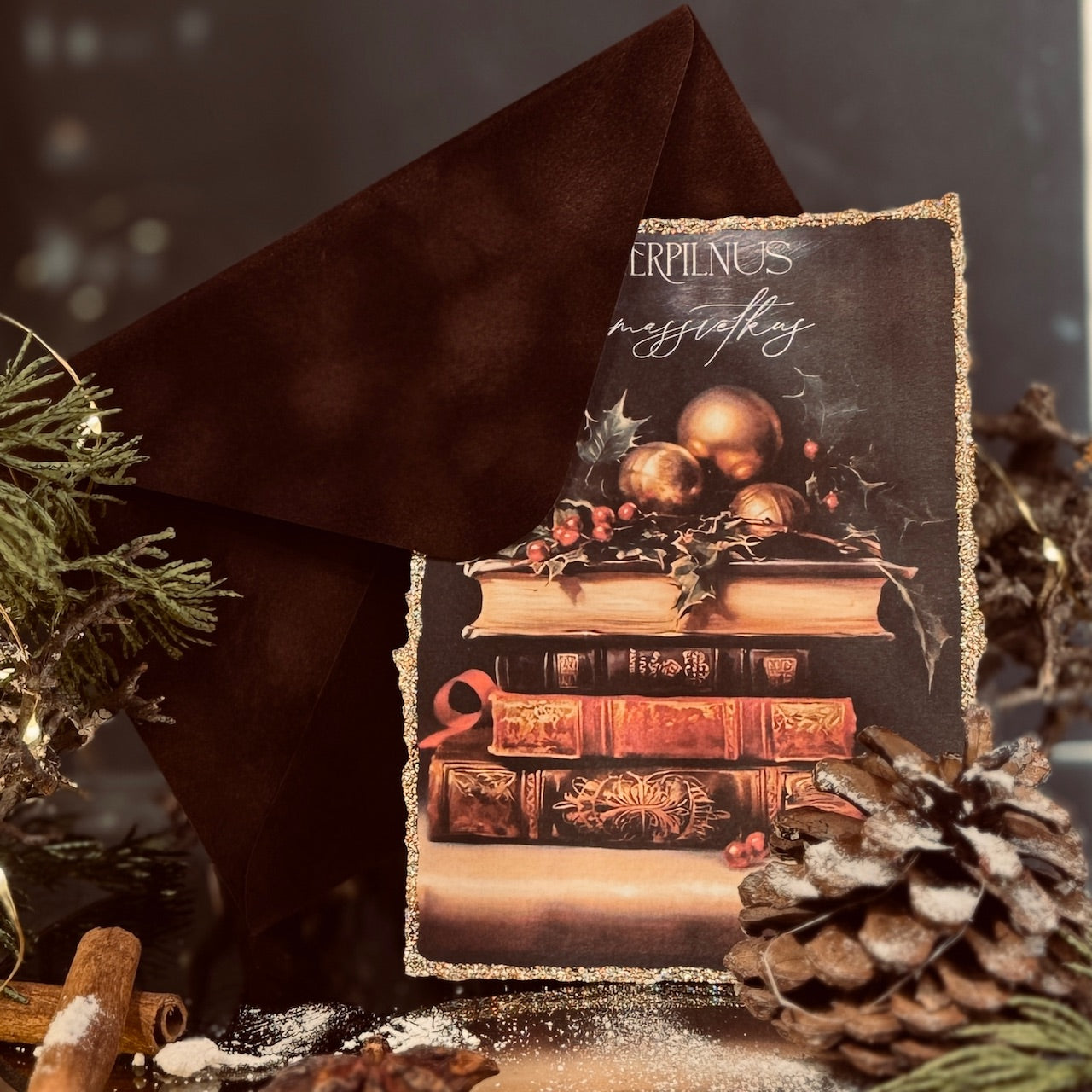 Retro Ziemassvētku kartīte ar SAMTA aploksni