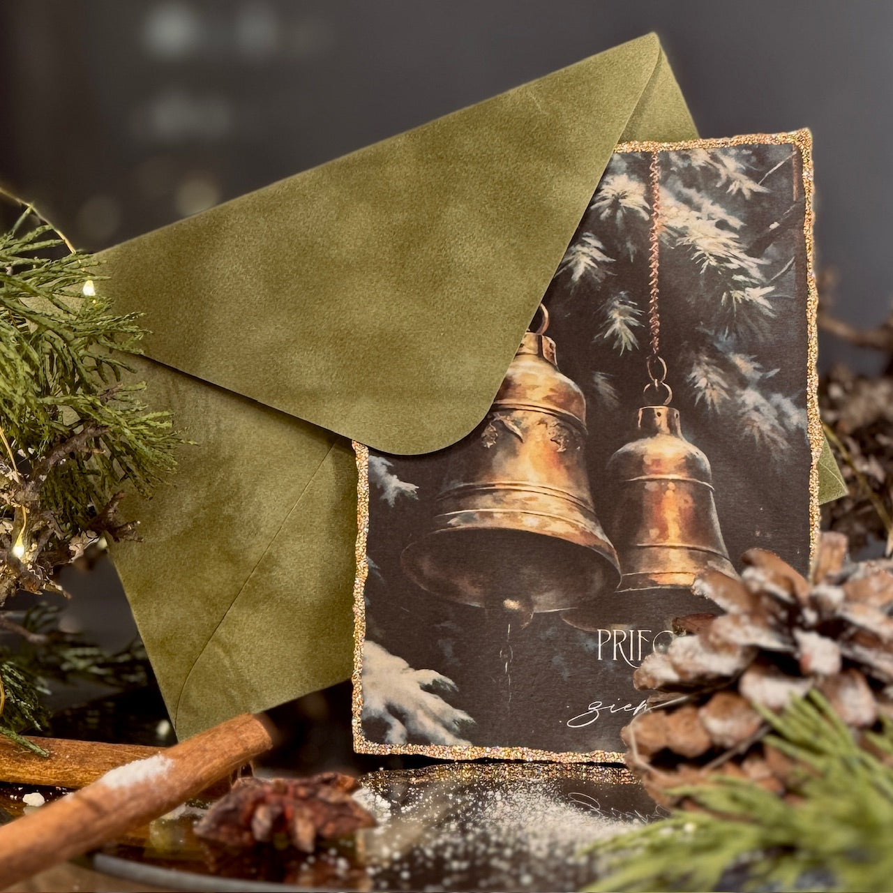 Retro Ziemassvētku kartīte ar SAMTA aploksni