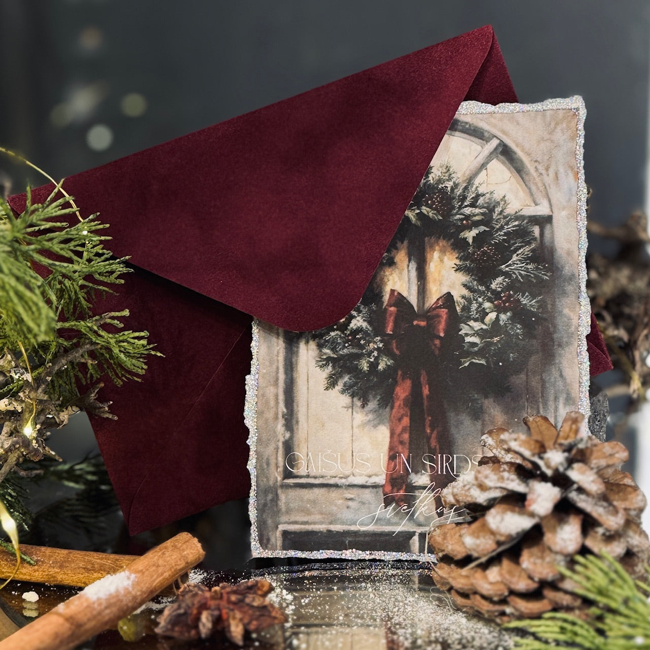 Retro Ziemassvētku kartīte ar SAMTA aploksni